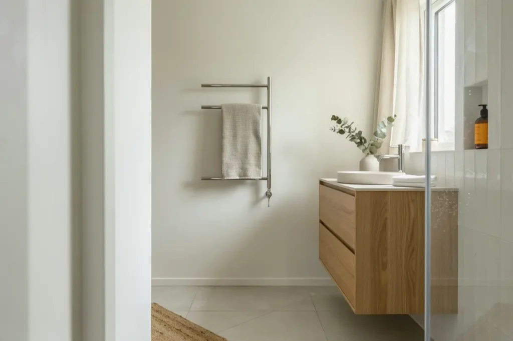 renovering av badrumsinstallationer och ny handdukstork i storvreta